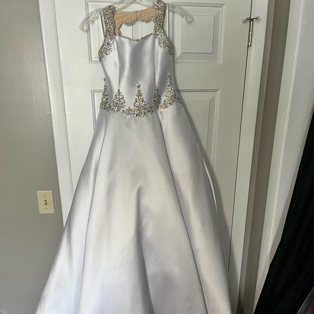Girls white pageant gown